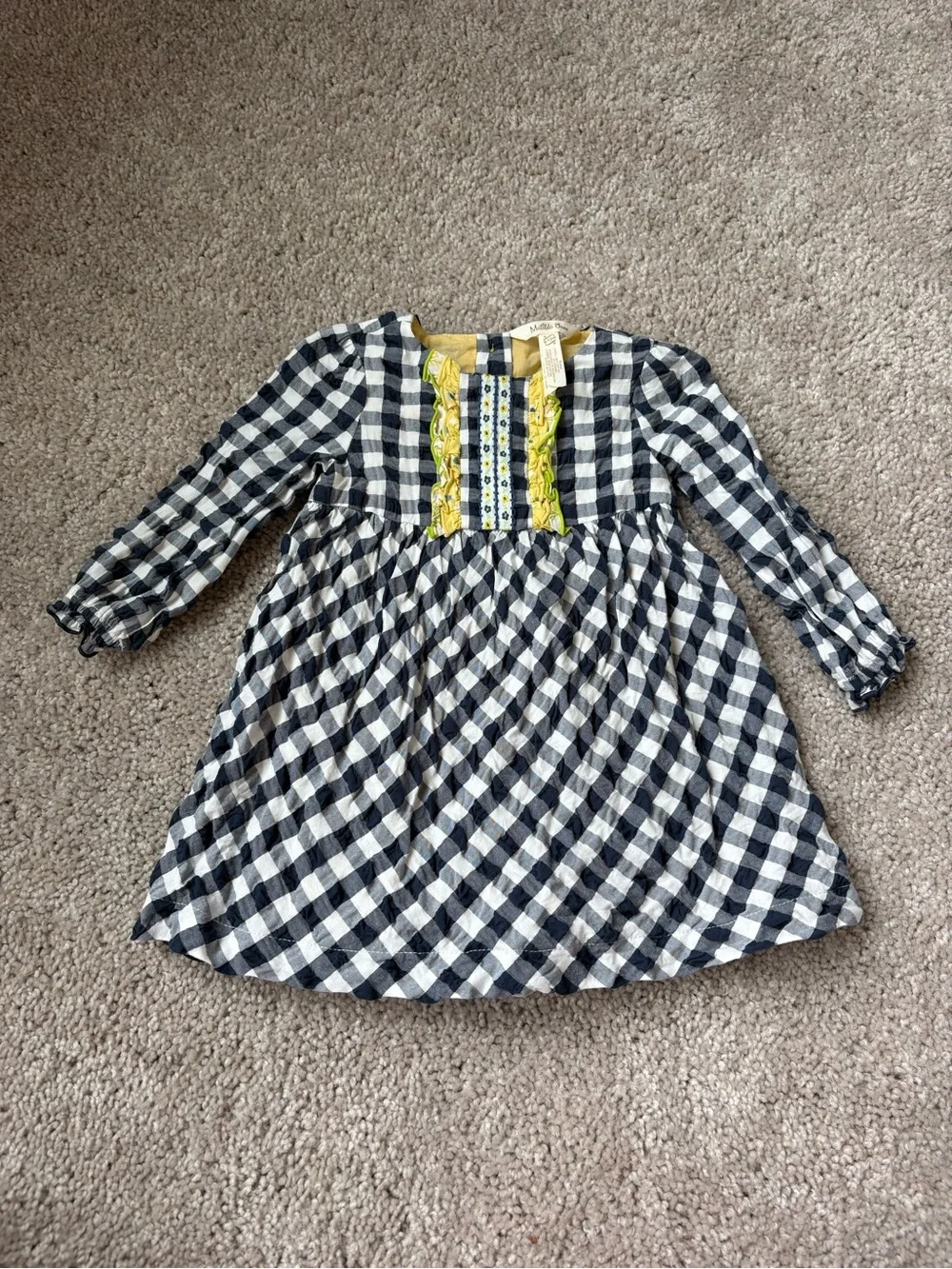 Matilda Jane Blue and White Gingham Dress with Yellow Trim